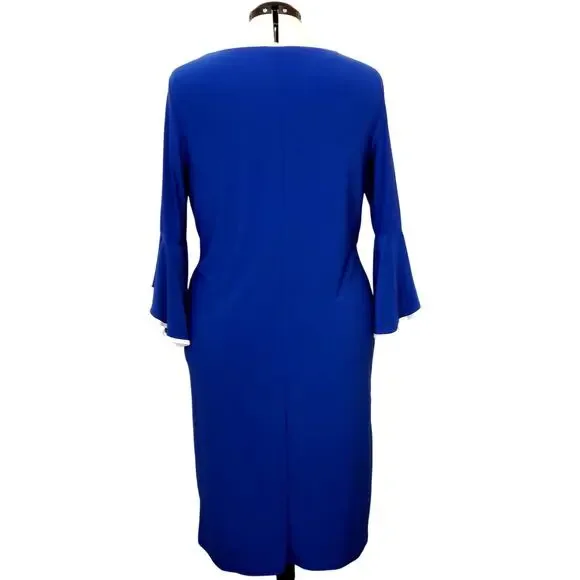 Appleseed's Navy Blue with White Trim Sheath Dress, Size XL - Picture 4 of 7